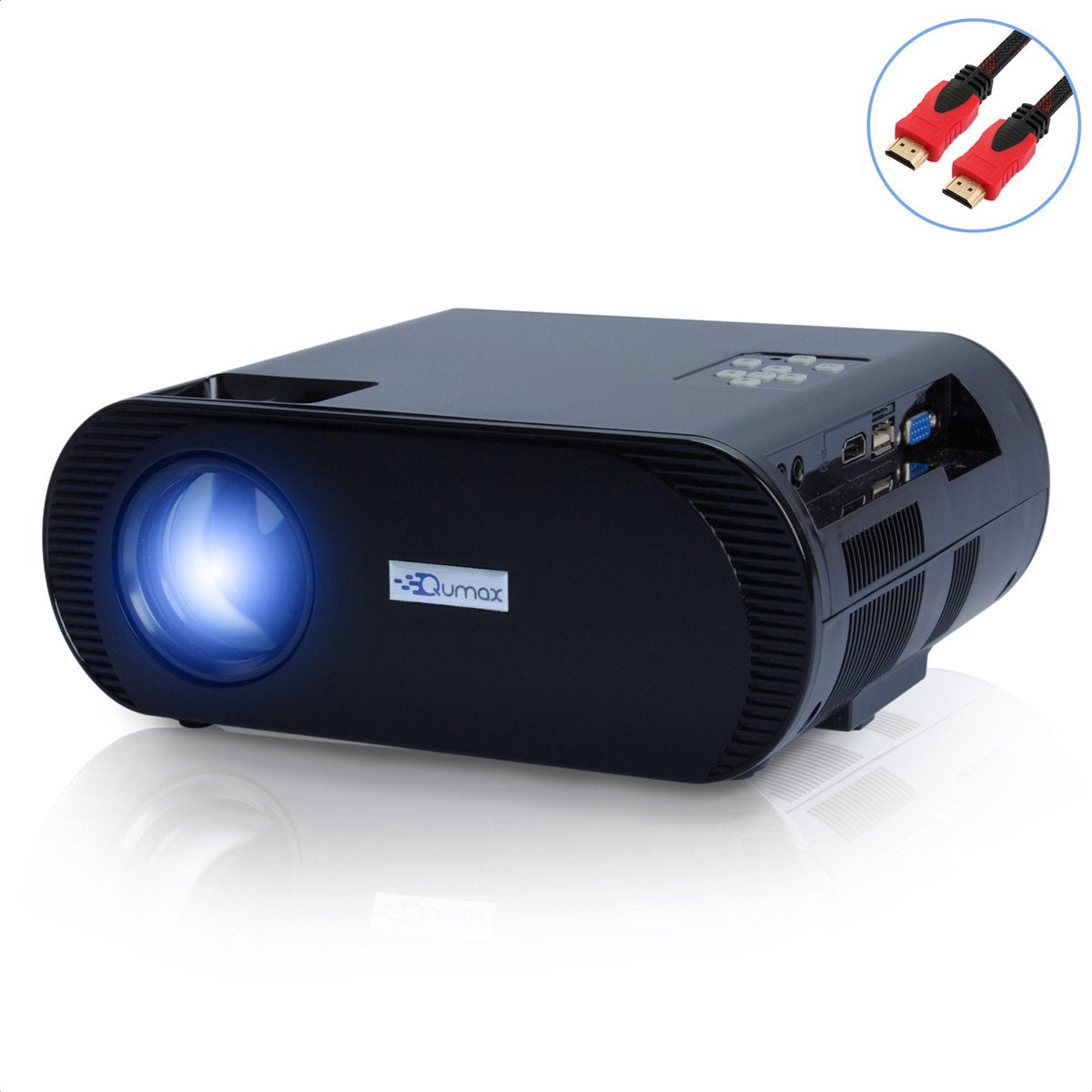 Qumax Beamer Met HDMI Kabel - Beamer Projector - Mini Beamer - 2500 Lumen - Zwart