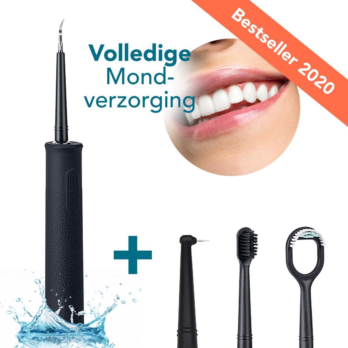 HappySmiles - 4-in-1 Tandsteen Verwijderaar - Elektrische Tandenborstel - Tongreiniger - Tongschraper - Tandplak verwijderaar - Elektrische flosser - Tandartshaakje
