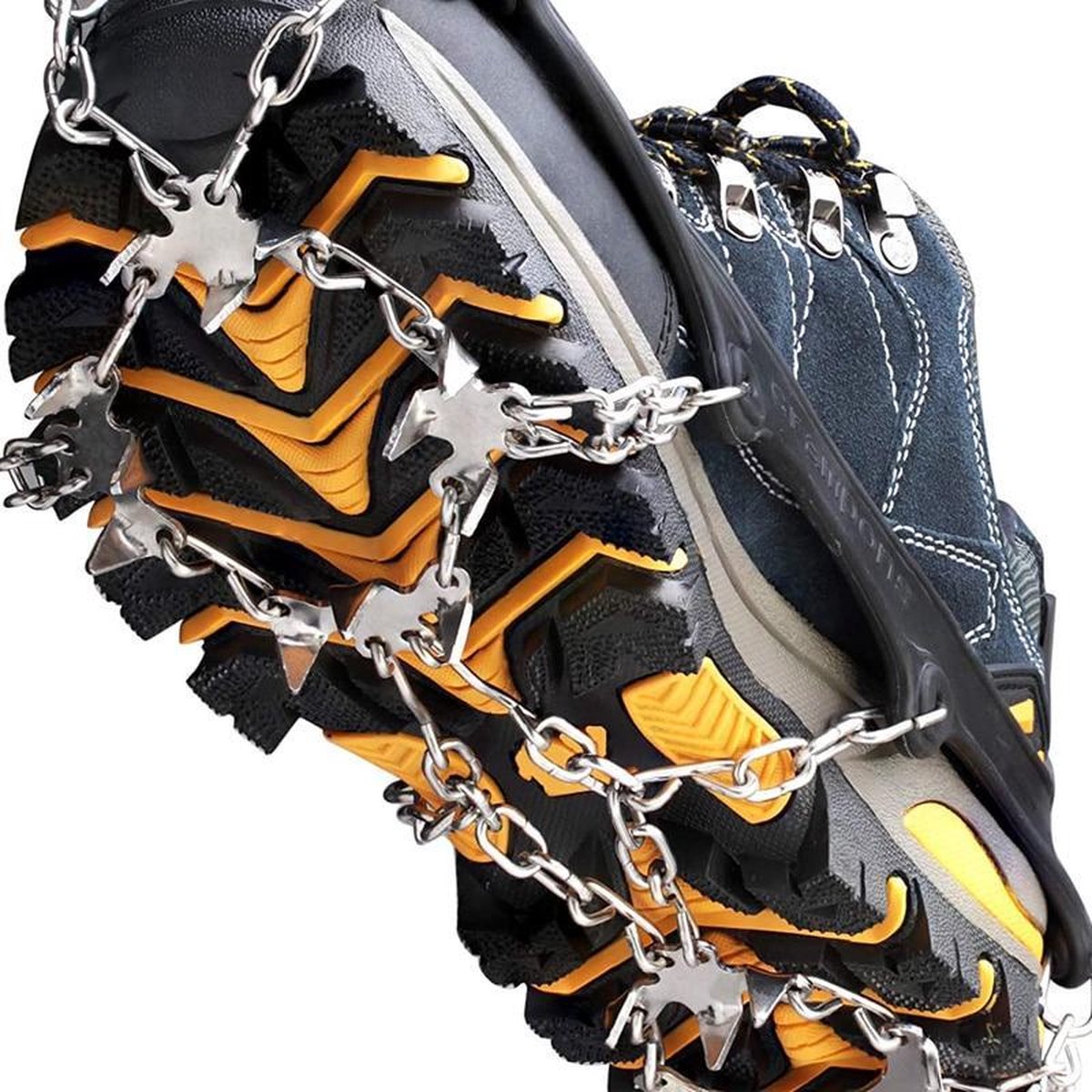 Baymate 19 Tanden Klauwen Rvs Nagels Spikes Schoeisel Ijs Tractie Systeem Stijgijzers Veilig antislip Overschoen Klimmen Accessoires Black L