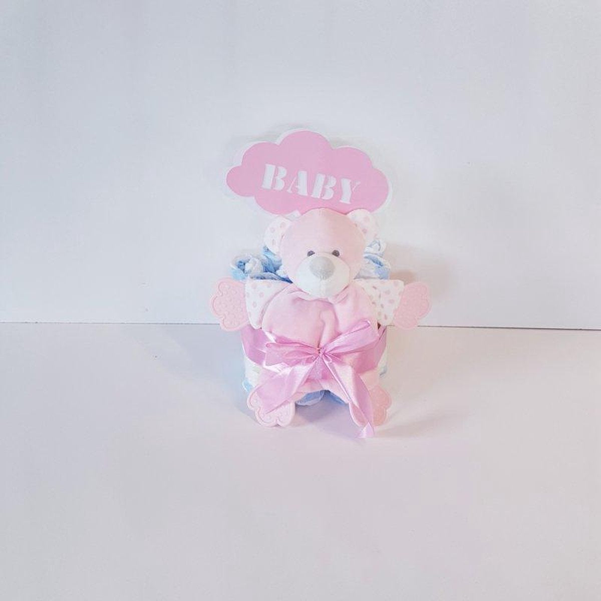 Luiertaart Knuffel Doek Beertje Roze | Kraamcadeau | Kraampakket | Baby Cadeau