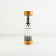 Crystal Spirit - Waterfles met kristal - (NL 2dgn levertijd) – Green Aventurine - kleine edelsteen - trommel edelsteen – Groene Aventurijn - 550ml - edelsteenwater - bamboe