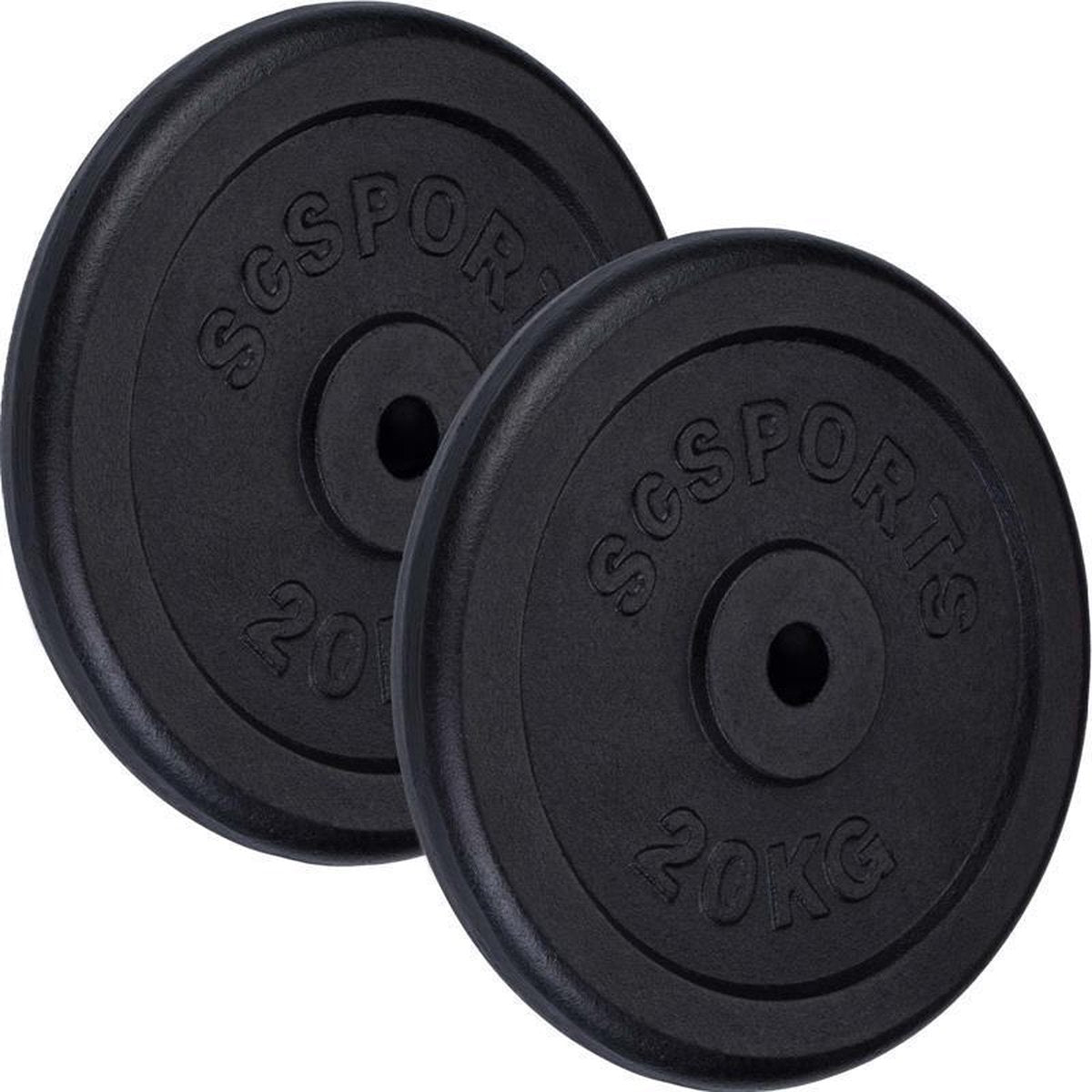 ScSPORTS®  Gewichten - Halterschijven set 40 kg - Gietijzer- 30 mm - 2x20 kg