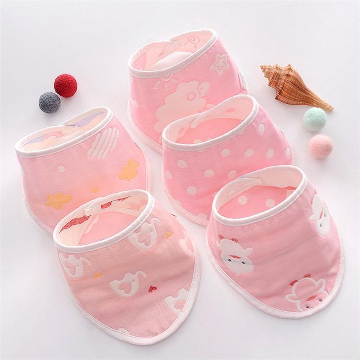 MARSEL Baby Bandana Slab (5 stuk per pak) /Waterdicht/100% biologisch katoen