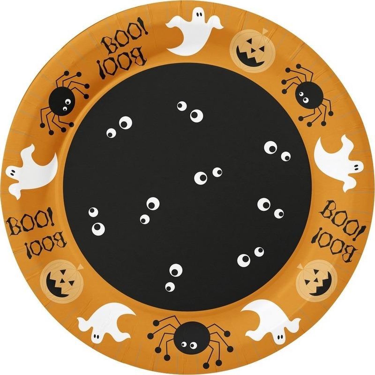 Halloween - 10x Oranje Halloween borden met print 22 cm - wegwerp bordjes