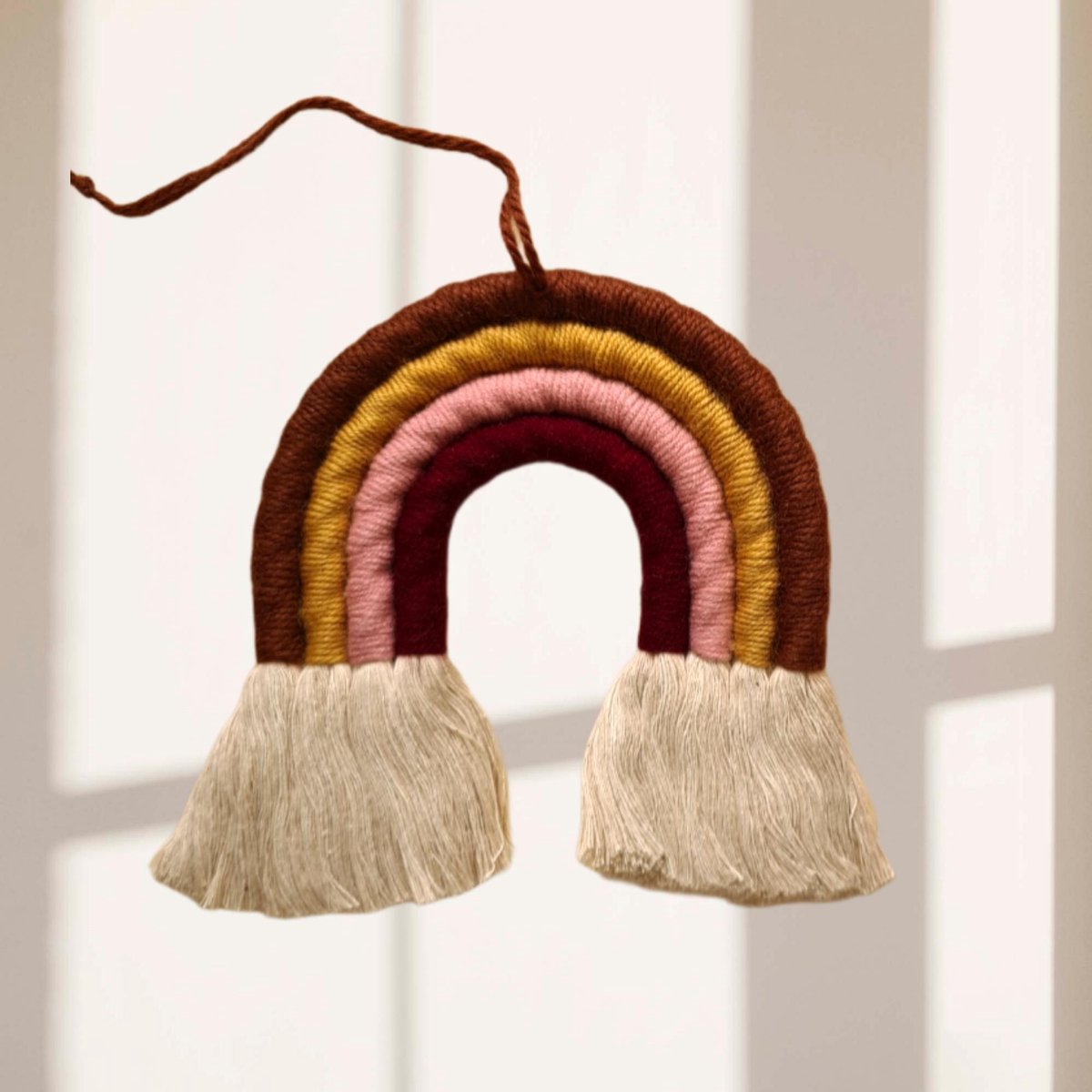 IMYOGI Regenboog macramé wandhanger - kinderkamer - babykamer - baby cadeau - cadeautje - babyshower cadeau - kinderkamer decoratie accessoires - handmade macrame rainbow - nursery decor