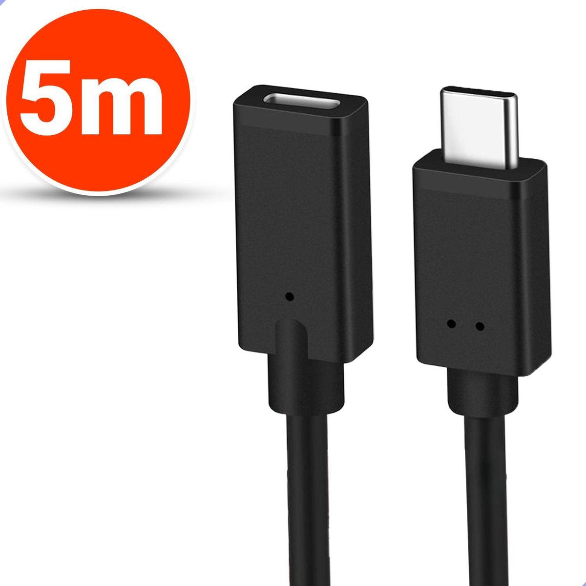 USB-C 3.1 Verlengkabel - 5 Meter - Ondersteund 4k - USB type C - Female naar Male adapter kabel - Data + Opladen
