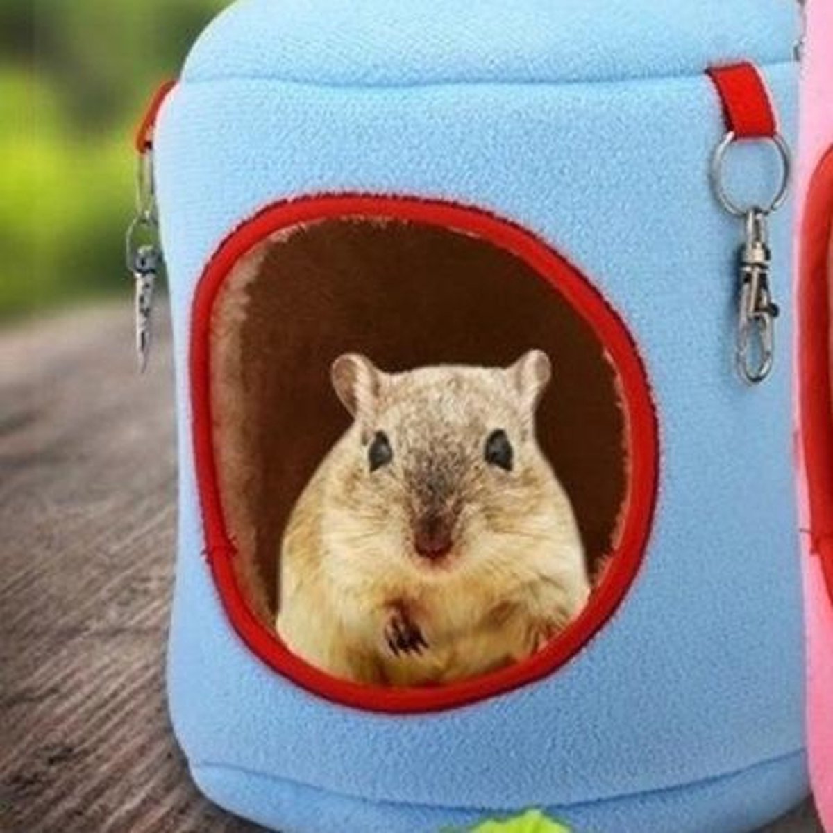 Dierplezier  Draagzak knaagdier - Grote nestzak L knaagdier blauw - Hamster wandeldraagzak of zak voor in kooi te hangen – Kooi accessoires knaagdier - Nestzak rat - zak voor cavia - Buidelzak knaagdier