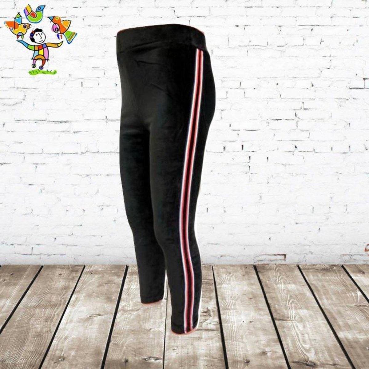 Papillon Velours legging met streep zwart 4 - 98/104