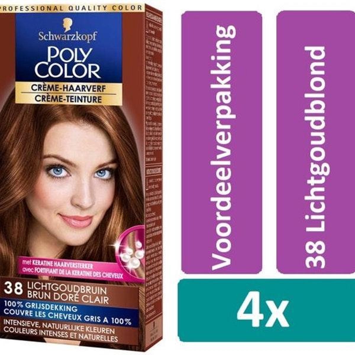 Poly Color Haarverf 38 Lichtgoudblond Haarverf 4 stuks Voordeelverpakking