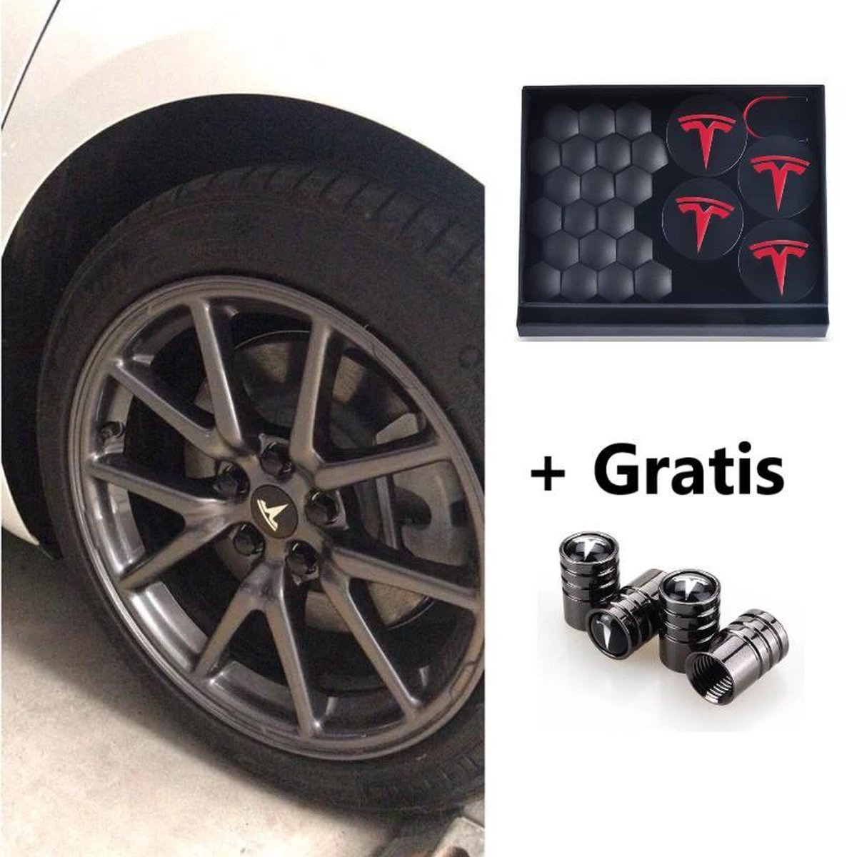 Tesla Model 3 S X Aero Wheel Cap Kit Wieldoppen Auto Accessoires Naafdoppen – OEM – Zwart Rood