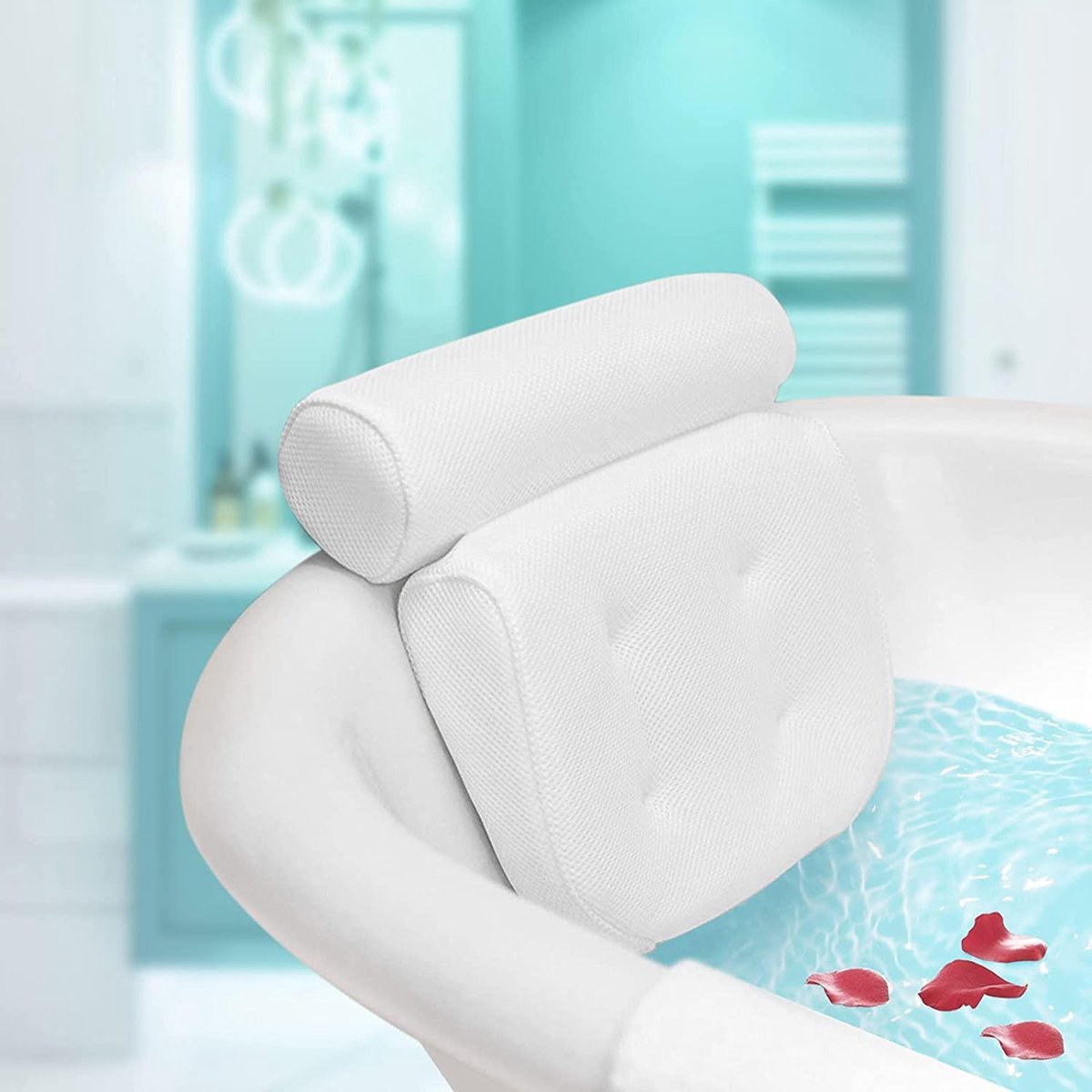 Badkussen - Kussen voor in Bad - Hoofdsteun voor bad en Jacuzzi - Antislip Badkussen - Wellness Relax kussen voor Rug/Schouder/Nek - Orthopedisch
