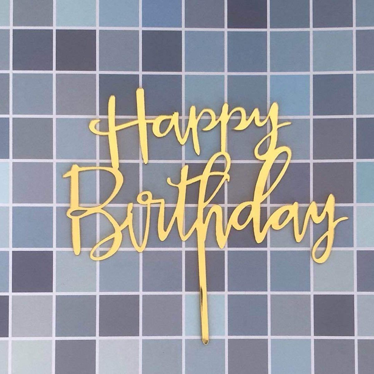 Cake Topper Happy Birthday High Gold - Goud | Taart Decoratie | Verjaardagversiering | Taartversiering