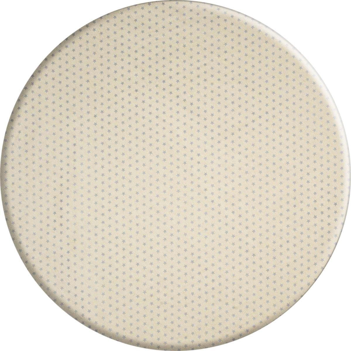 MixMamas Rond Tafelkleed Gecoat Jacquard - Ø 160 cm - Sterren Wit/Zilver