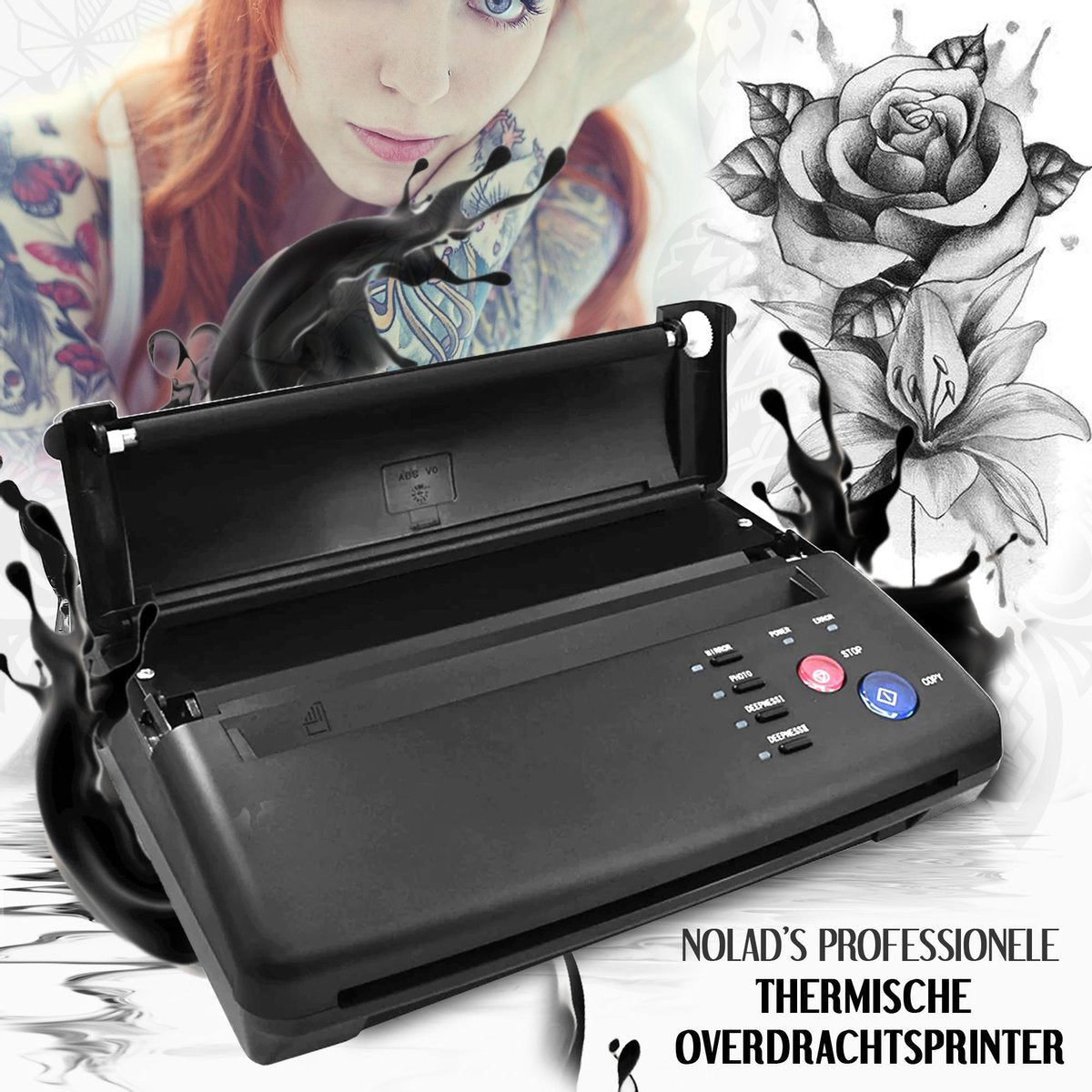Nolad® Professionele Thermische Overdrachtsprinter - thermische tattoo machine - tattoo printer - tattoo machine - kopieermachine voor tattoo - Zwart