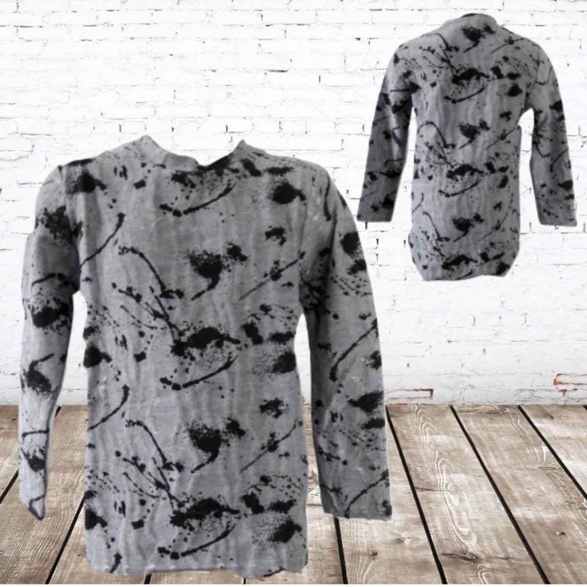 S&C Jongens longsleeve spetter grijs - 110/116