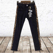 S&C Zwarte broek met panter streep - 98/104