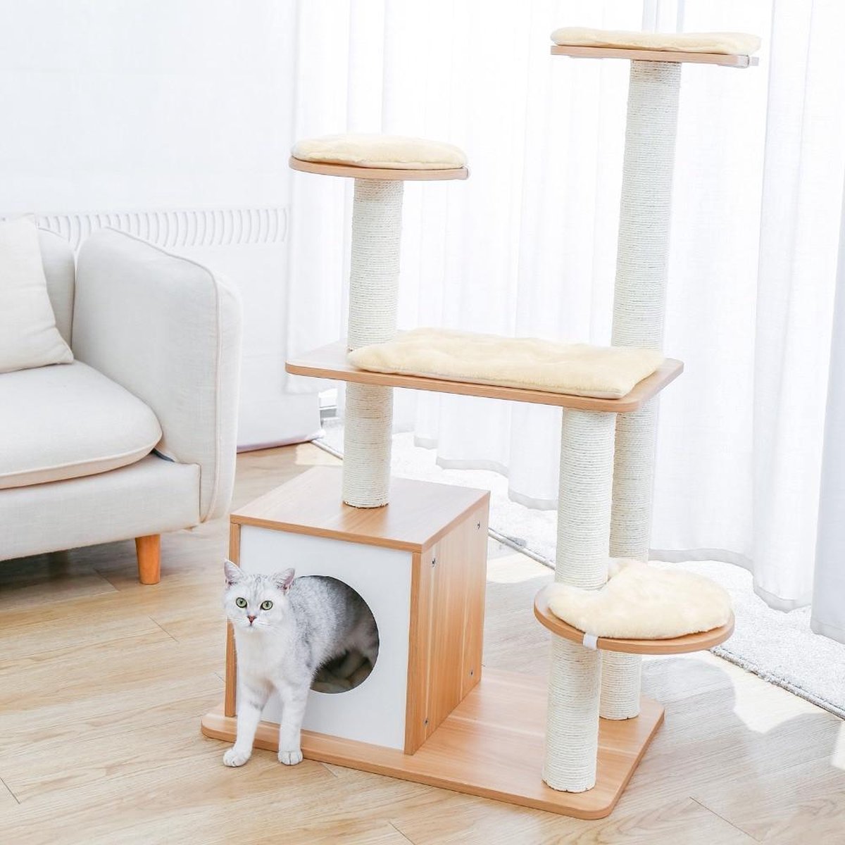 TBG Huisdier Krabpaal Toren Condo Huis Krabpaal Speelgoed voor Kat Kitten Kat Springen Speelgoed met Ladder Spelen Boom AMT0045BG