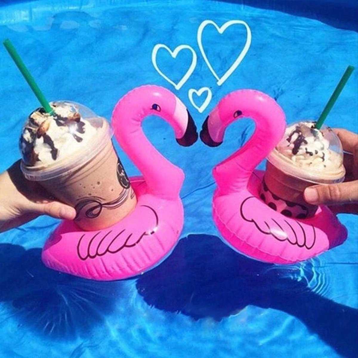 ProSummer - Flamingo bekerhouders - 5 stuks - Opblaasbare mini flamingos - Inflatable cup holder - Opblaasbare drankhouder - Bekerhouders - Zwembadaccessoire - Opblaasbare bekerhouders
