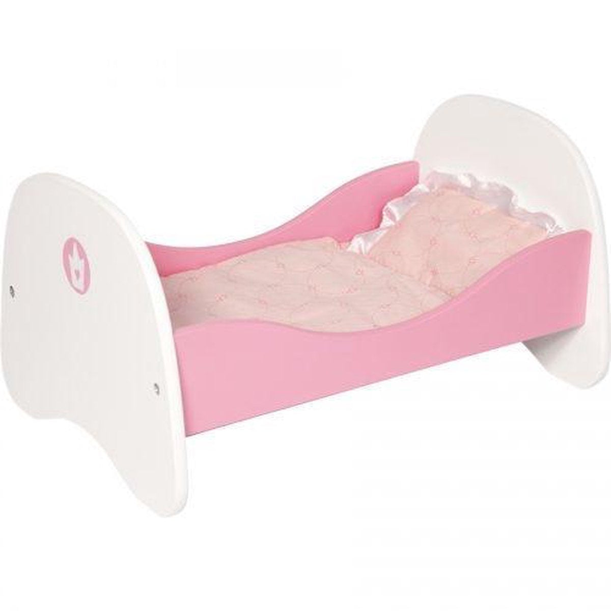 Bayer Poppenbed met Deken en Kussen - Wit/Roze