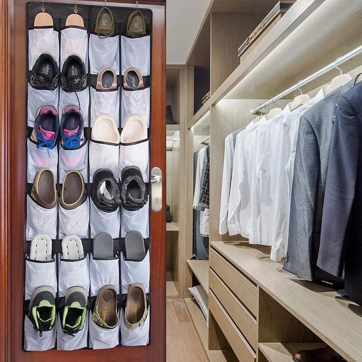 LOUZIR Handige over de deur organisator- 24 grote mesh zakken- closet shoe-  opbergzak