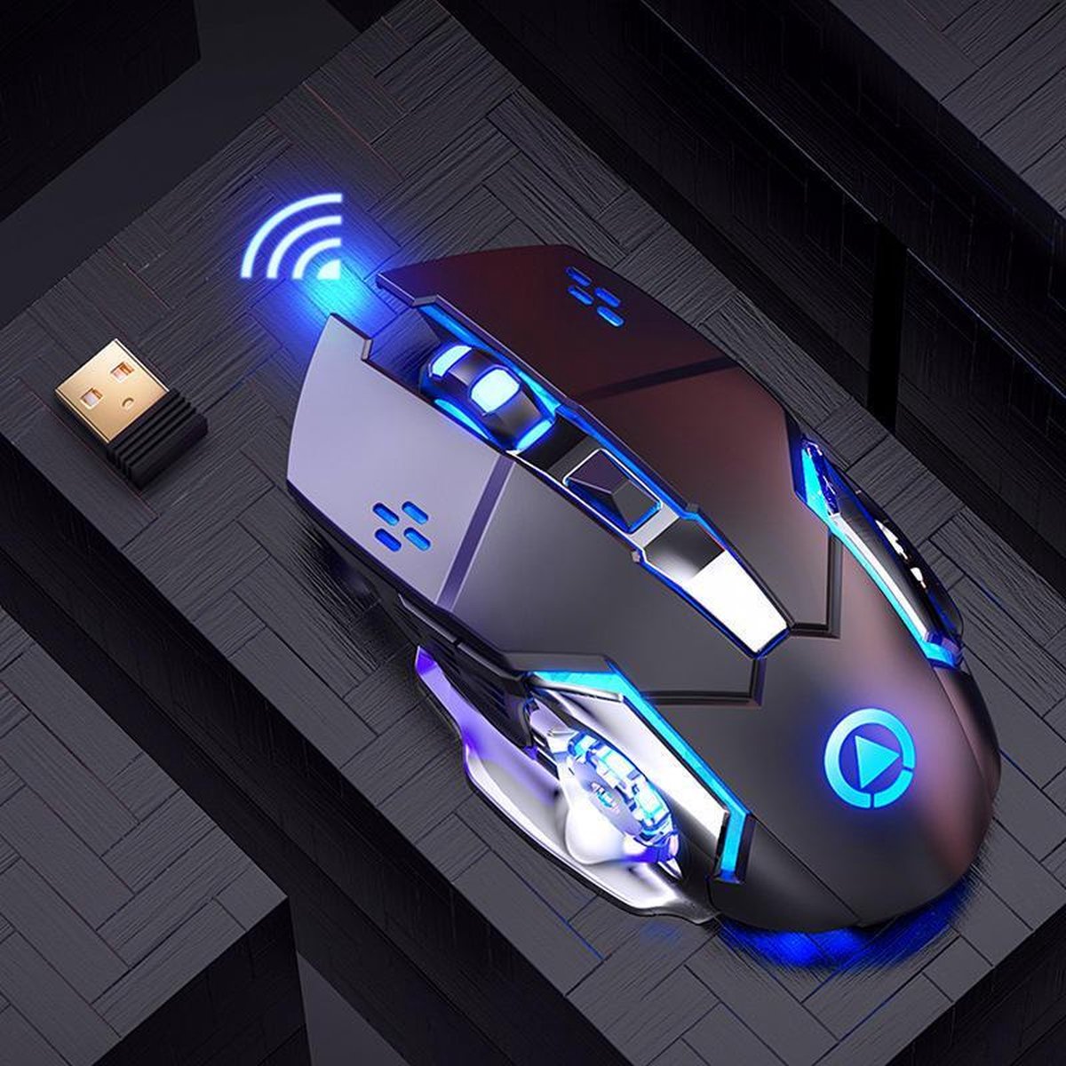Storebyfour.com® Ergonomische Draadloze Gaming Muis Superlight - 1600 DPI - PC + MAC - Muizen - Draadloos - Wireless - Oplaadbaar- LED - USB - Zwart