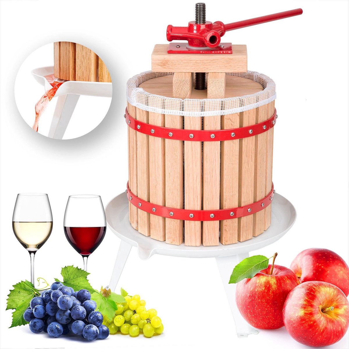 TecTake fruitpers wijnpers sapcentrifuge - 12L - incl. persdoek - 402019