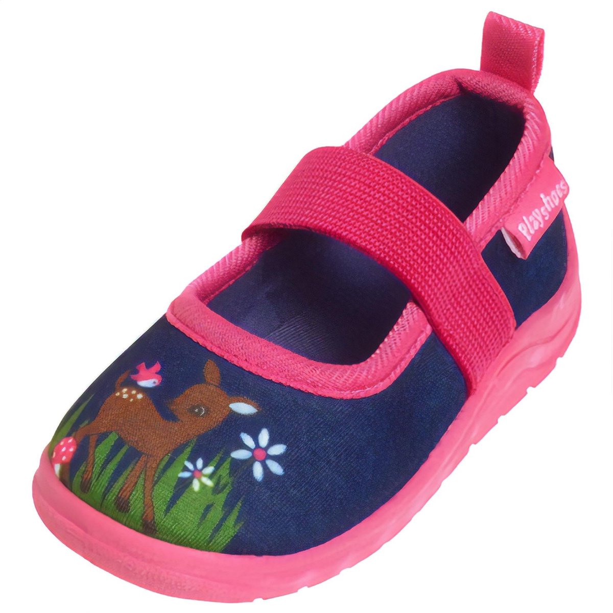 Playshoes Instappers Hertje Meisjes Navy/roze Maat 24/25