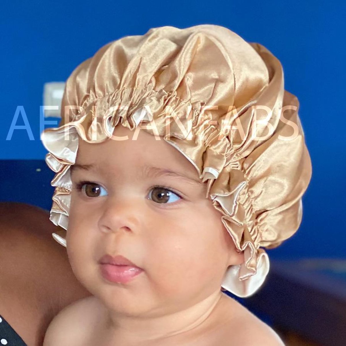 Afabs® Kaki Satijnen Slaapmuts ( Kindermaat 3-10 jaar ) / Kinder Hair Bonnet / Haar bonnet van Satijn / Satin bonnet