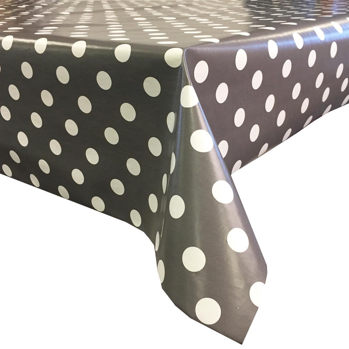 MixMamas Tafelzeil Grote Stip - 140 x 300 cm - Grijs/Wit