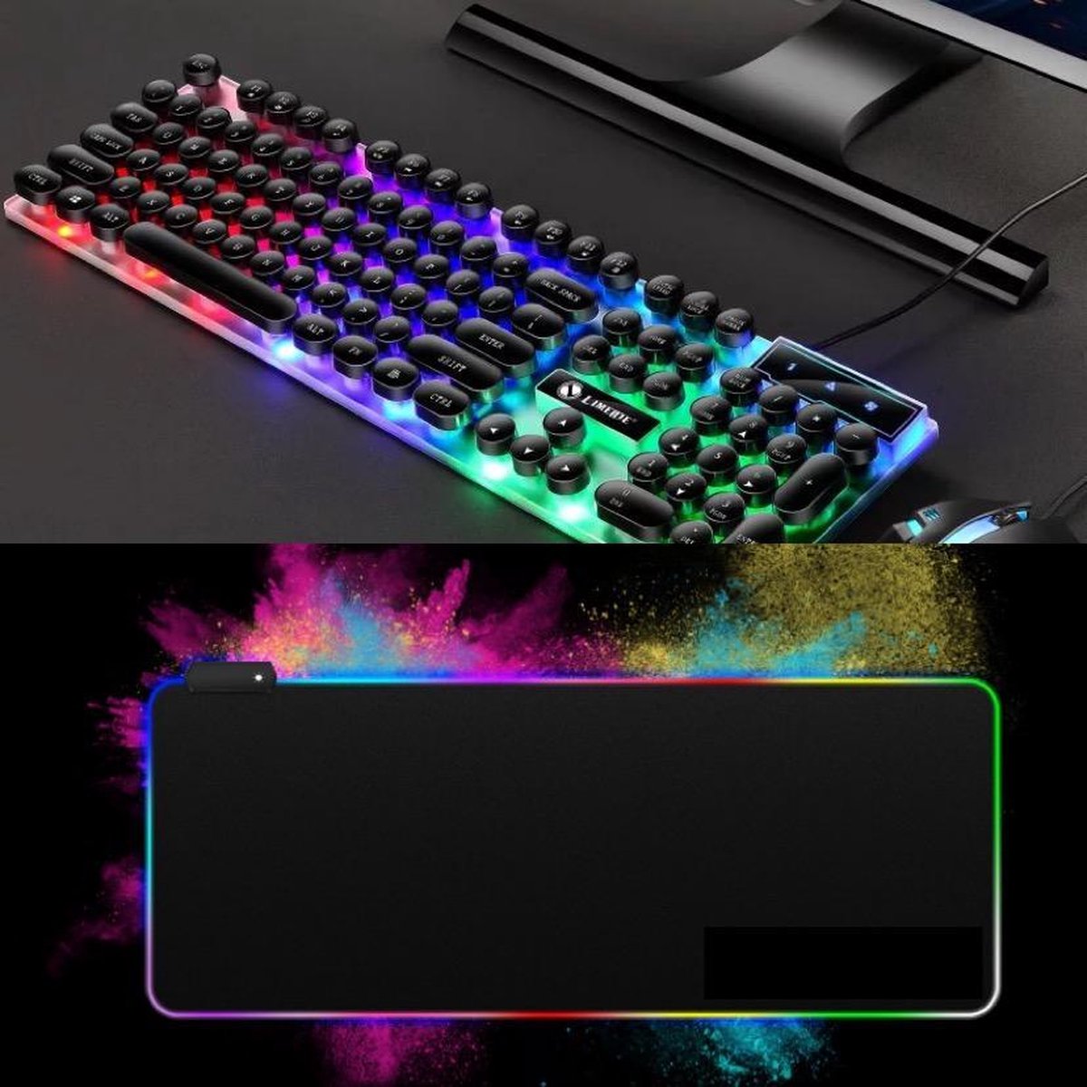Gaming toetsenbord- Gaming toetsenbord en muis - Gaming keyboard- Gaming muis - inclusief RGB muismat