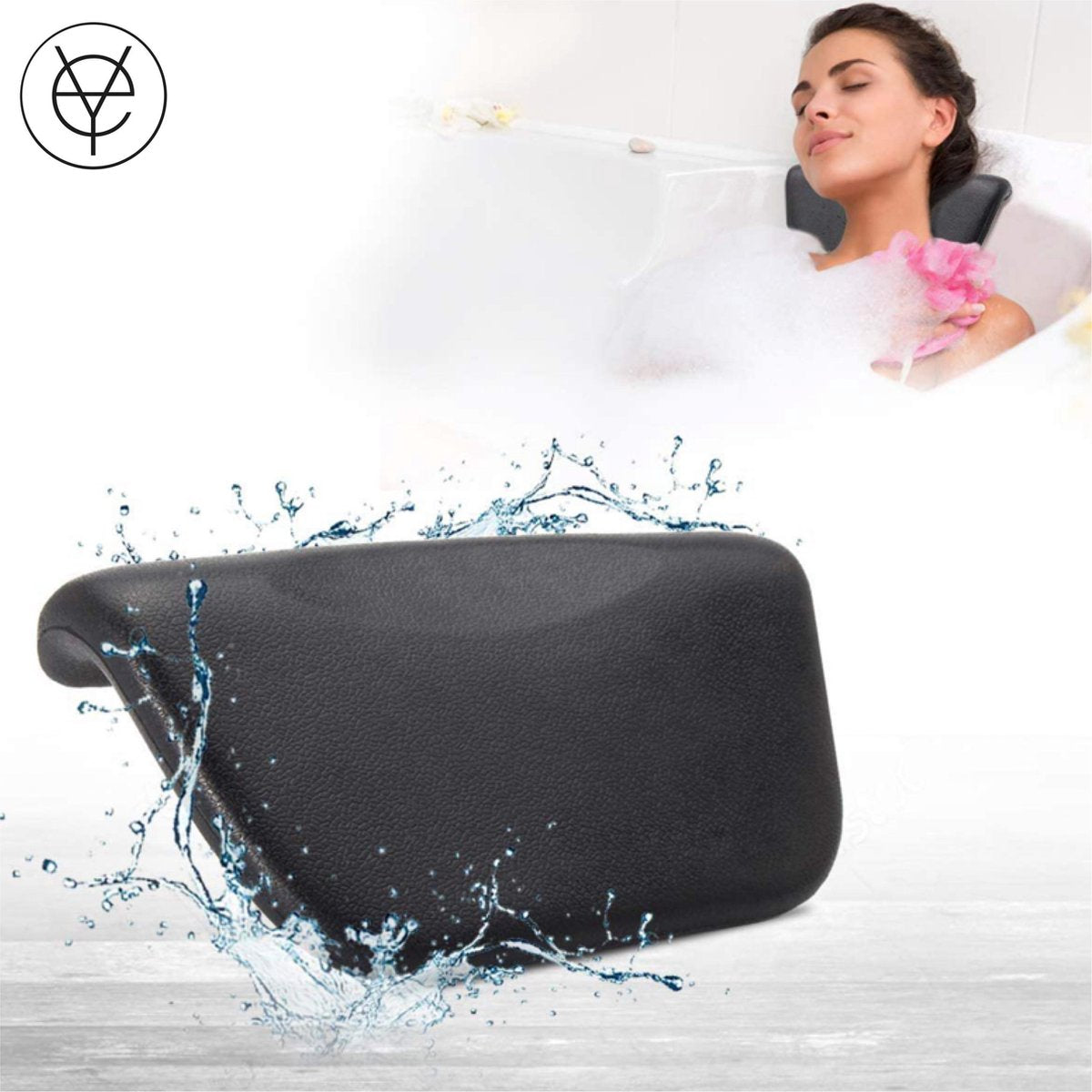Spa badkussen - Voor in bad - Zwart - Met zuignappen - Baby - Hoofd - Antislip - Ontspanning