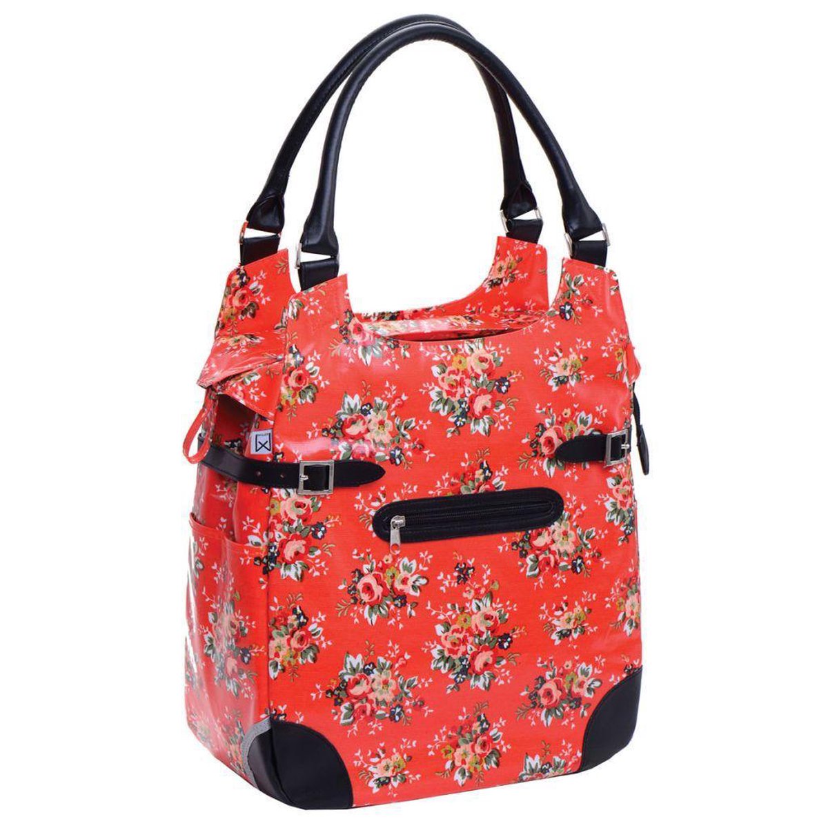 Willex Shopper - Enkele Fietstas - 16 liter - Red flower