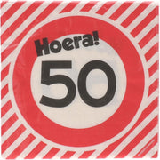 Servetten Verjaardag 50 jaar hoera 20 stuks 16.5 cm lang 16.5 cm hoog