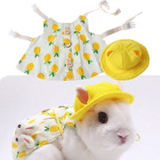 Dierplezier Wandel tuigje knaagdier - Leiband knaagdier - S - Hamster wandelleiband 5 delig - Tuigje met kleding - Tuigje wandelen rat - Harnas voor cavia - Gareel voor fret – Geel outfit met leiband