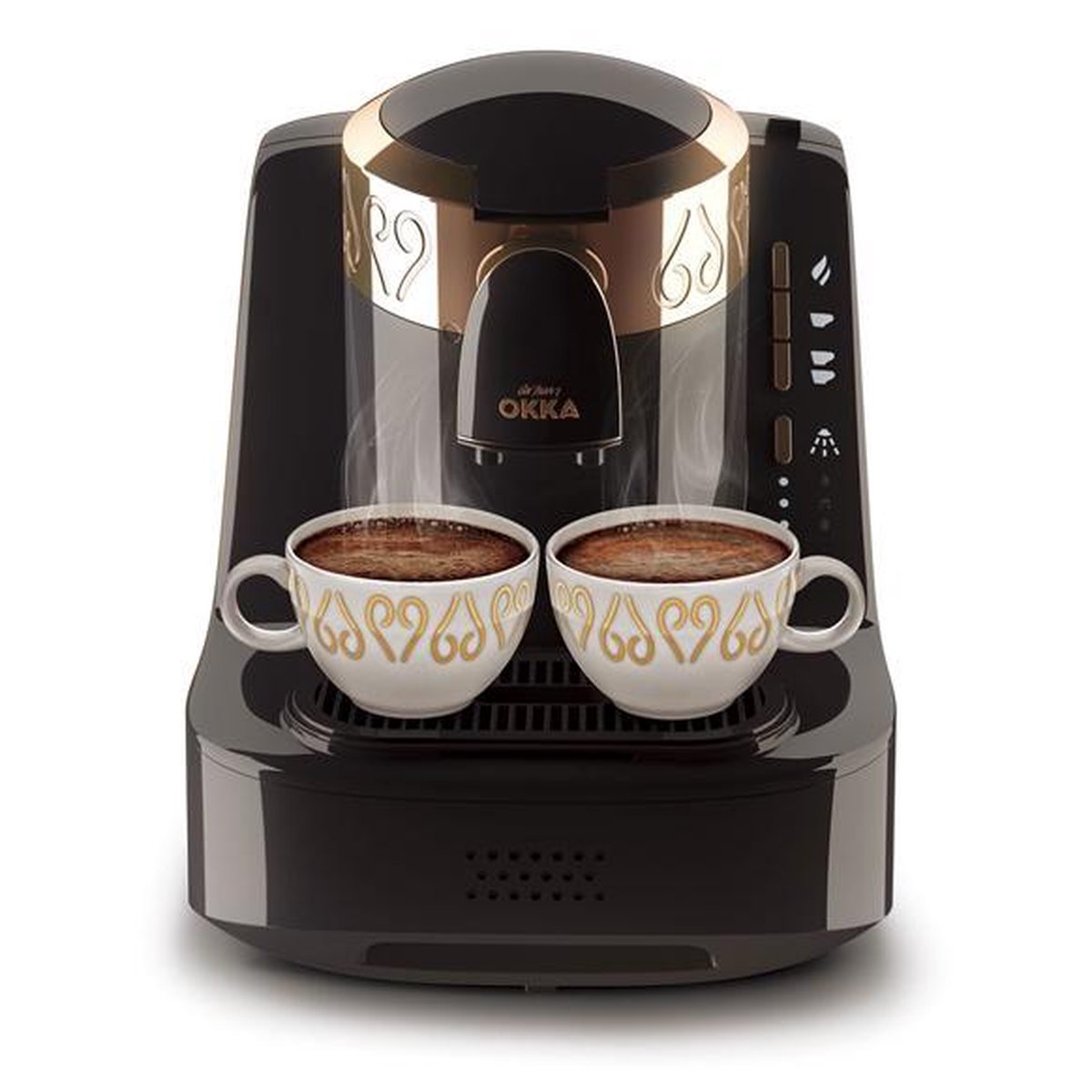 Arzum OKKA Turkish Coffee Machine| OK001BLACK| Black & Gold |Turks Koffizetapparat - Zwart & Goud - Full Automatic | 2 kopjes
