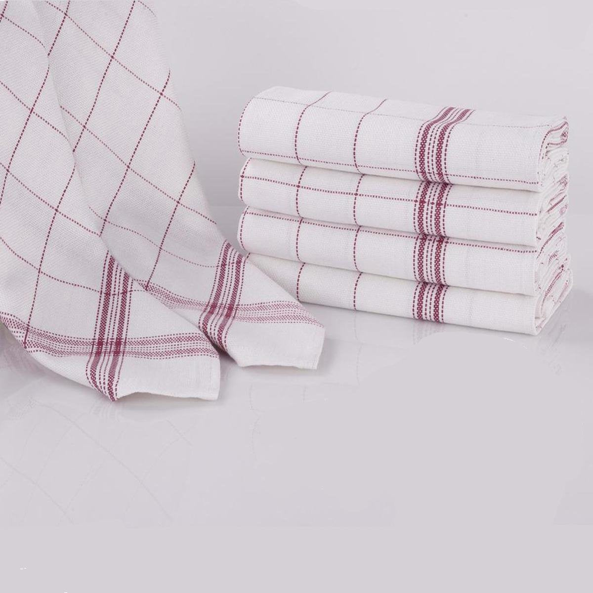 Homéé® Theedoeken Belgische ruit  rood 100% Katoen - set van 12 Stuks -70x70cm