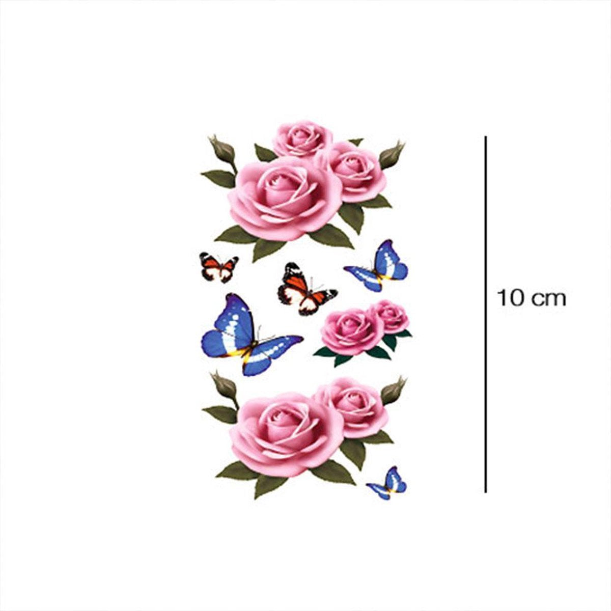 Rozen en vlinders plaktattoo | 2 stuks