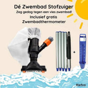 Riefco Zwembadstofzuiger zwart en zwembadthermometer - Jet Vac - Inclusief 120cm Telescoopstang