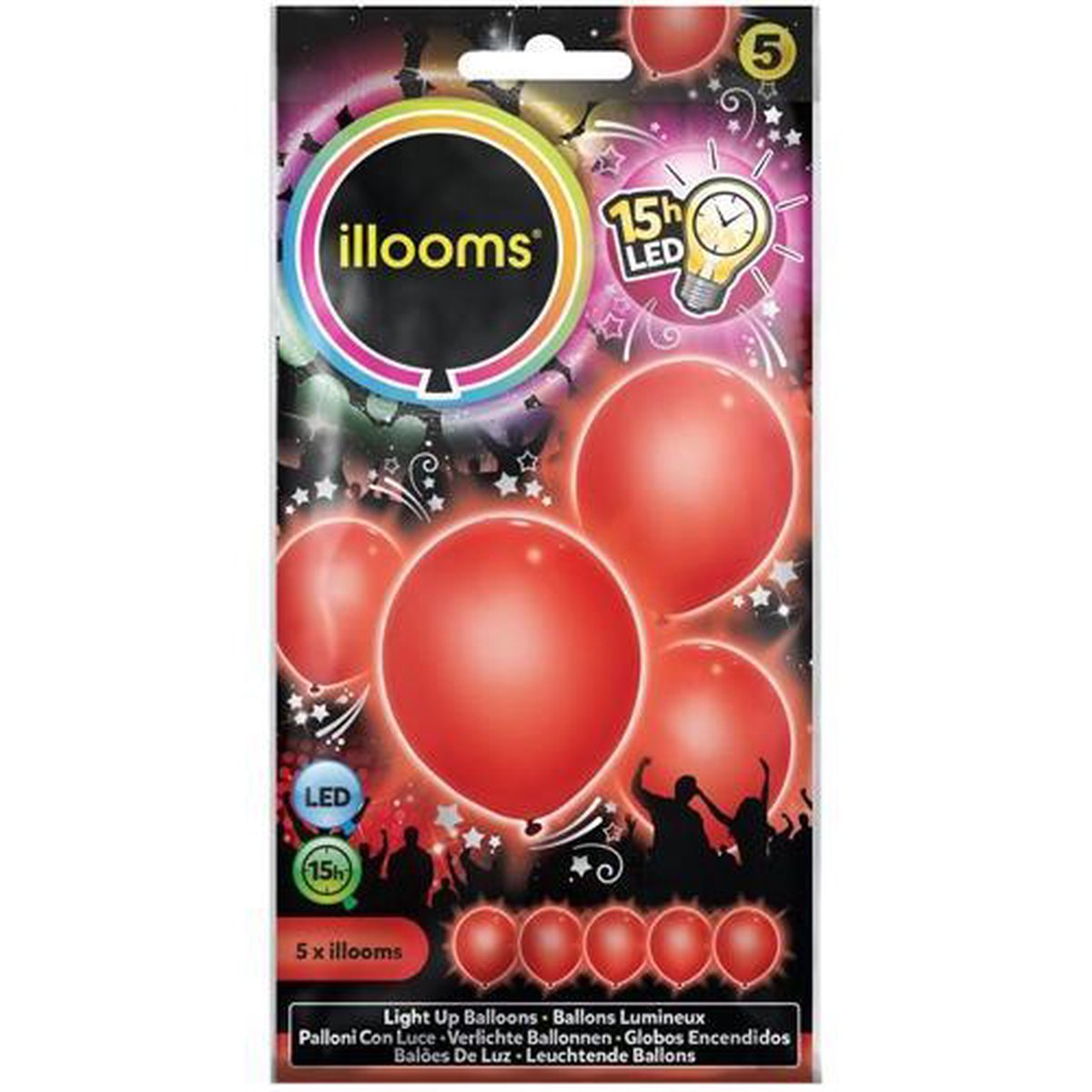 Illooms LED Ballonnen Rood - 5 Stuks