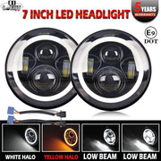 Baymate CO LICHT 7 Inch LED Koplampen DRL Hi/Lo Beam 50W 30W Halo Ring Amber Angel Eye Voor Niva Motorfiets Lada Offroad 4x4 UAZ 12V 24V 2 Piece