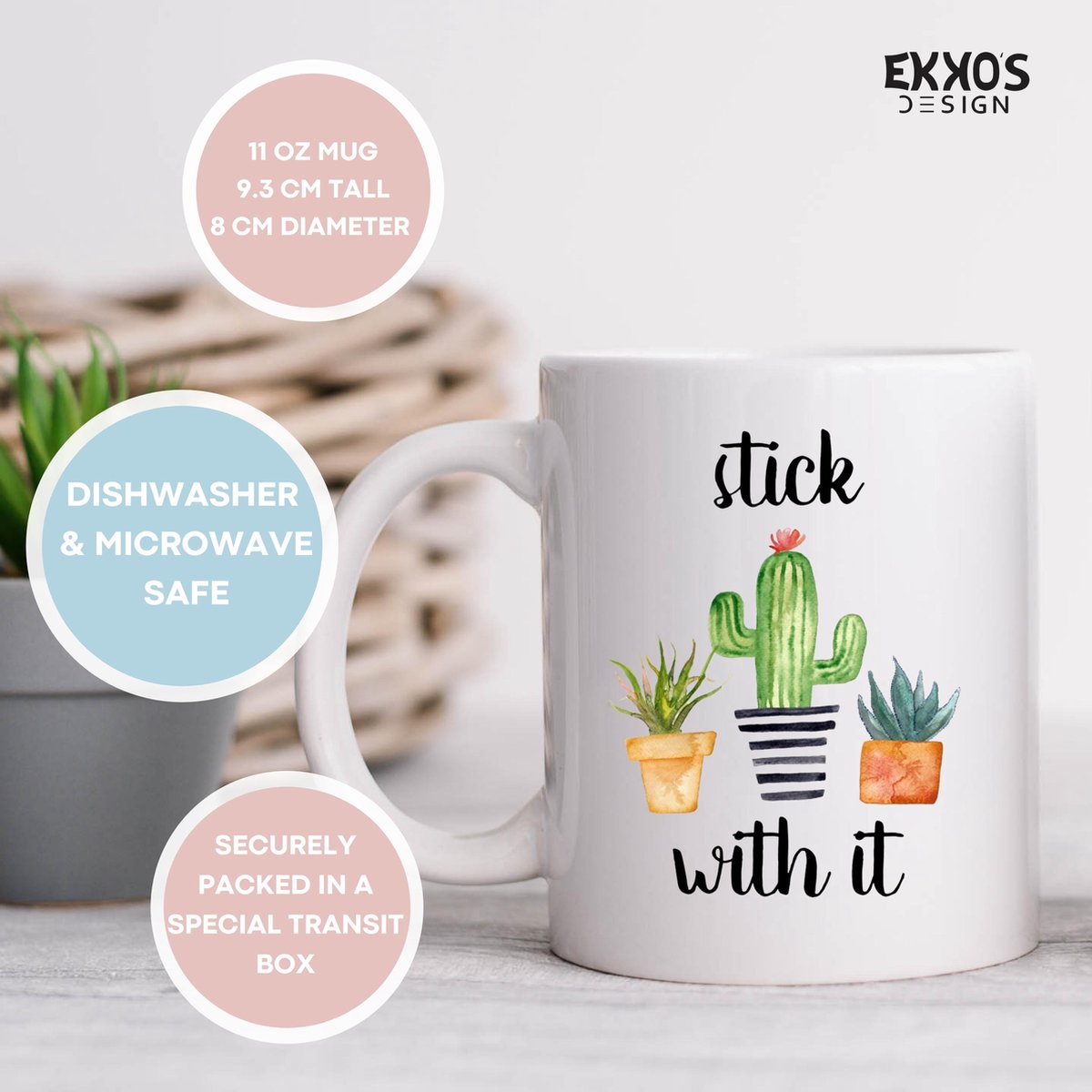 Stick with it – Cactus Mok Customized Mok Mok Cadeau Gift for Friends Wit Mok
