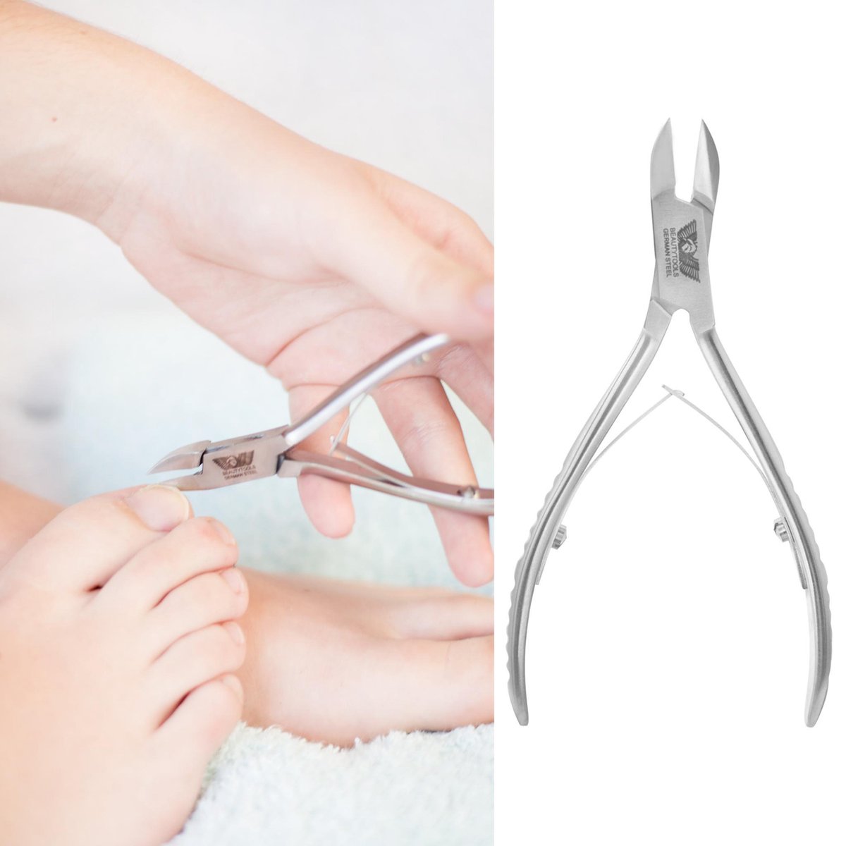 BeautyTools INOX Nagelknipper/Nageltang Voor Manicure/Pedicure Met Spitse Punt Voor Nagelhoekjes – Voor Vinger- en Teennagels - 15 mm Gebogen Bek (NN-0096)