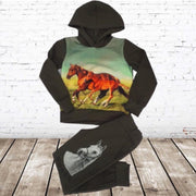Joggingpak met paarden groen - 98/104