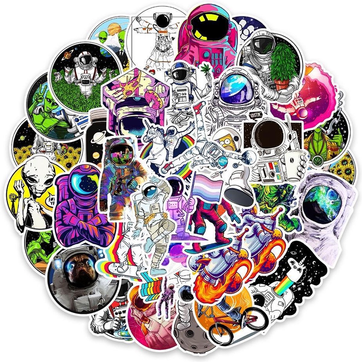 Winkrs | Astronauten Stickers - Ruimte Stickers - Raket - Coole Stickers - 50 stuks voor laptop