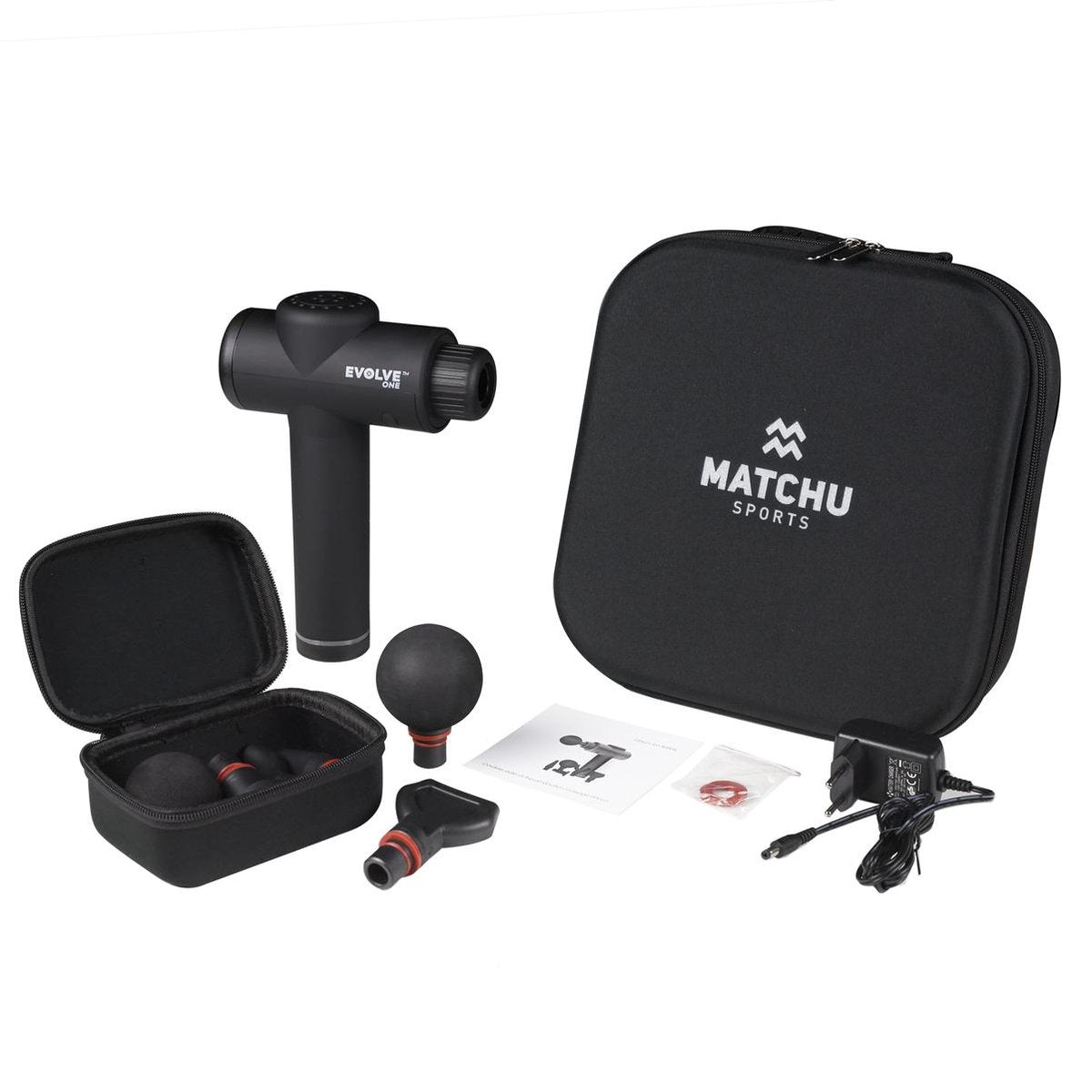 Matchu Sports - Massage gun - EvolveONE - Pro kwaliteit - Met 6 opzetstukken - Sterke accu (4-5u) - tot 3000 RPM