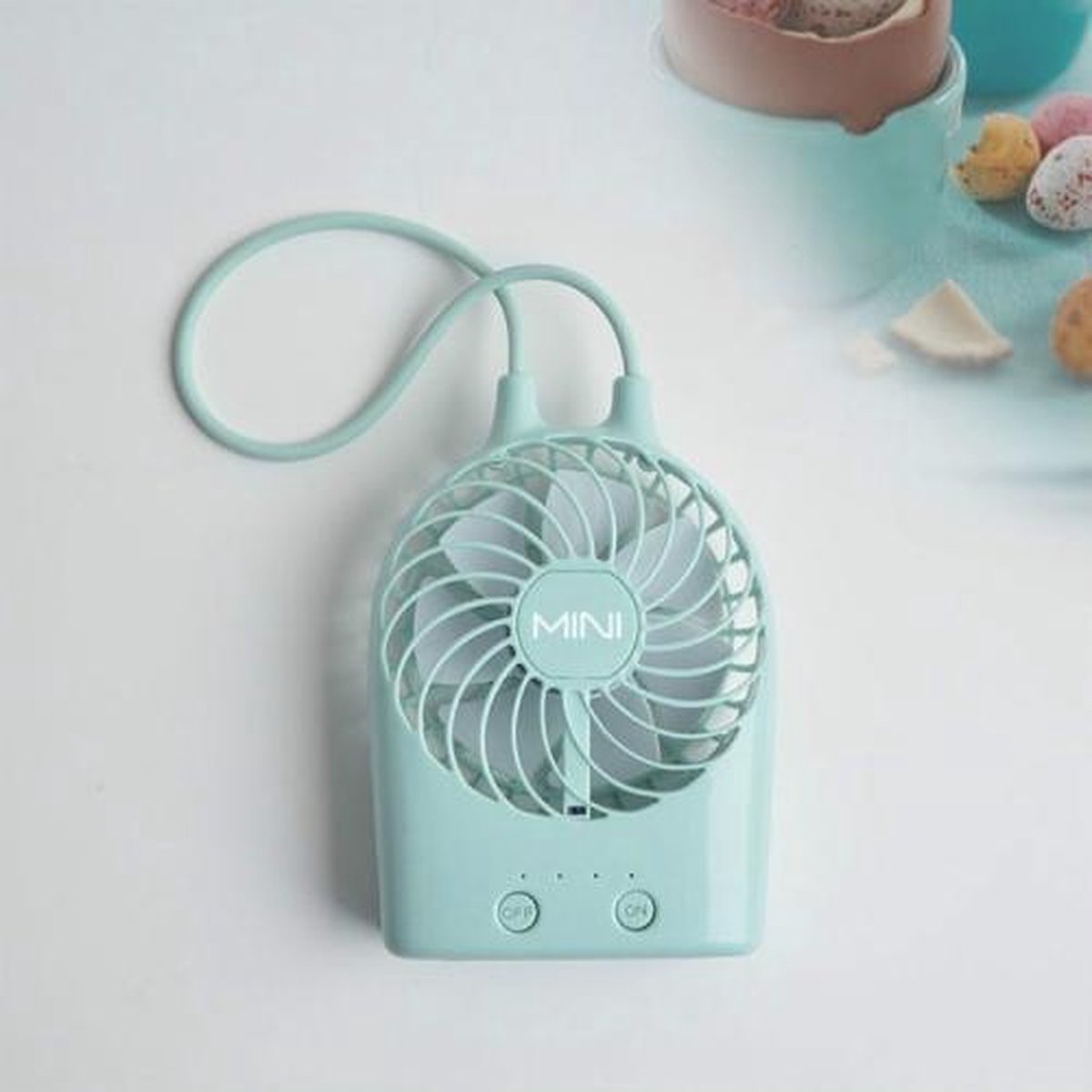 Oplaadbare schattige miniventilator-desktop (groen)