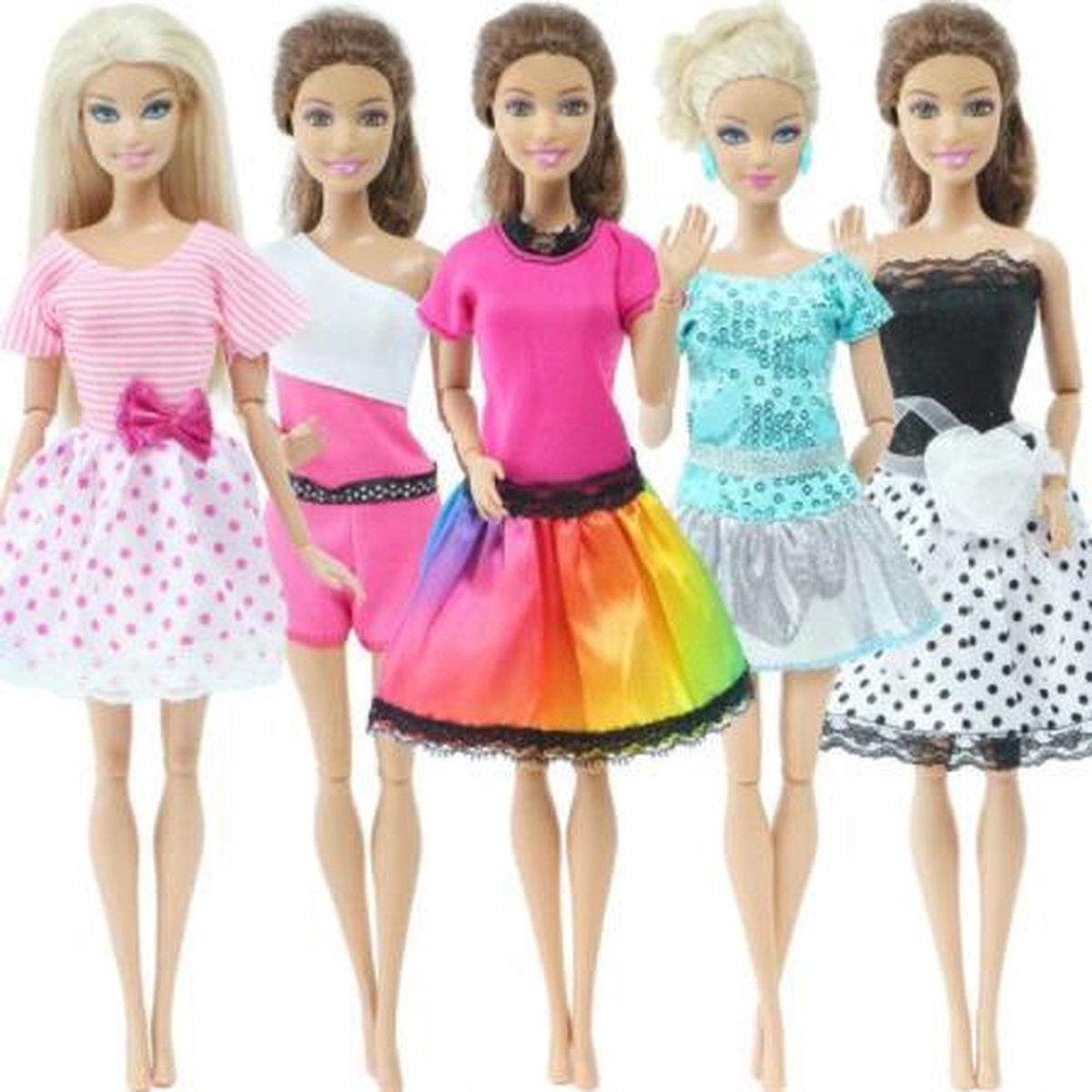 EPIN | Barbie Kleding Set | Poppenkleding | Kleertjes | Poppenkleertjes | Barbie Accessoires | Geschikt Voor Barbie Poppen | 5 Delige Set Jurkjes