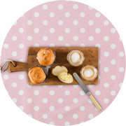 MixMamas Tafelzeil Rond - Ø 140 cm - Grote Stip - Roze/Wit