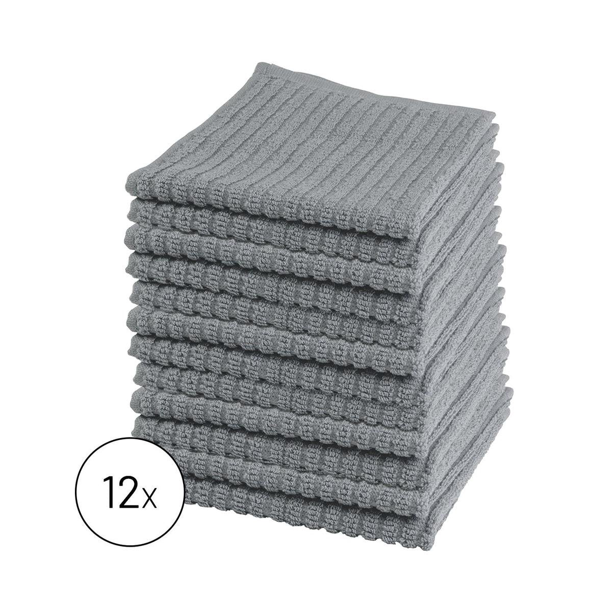Byrklund Set Licht Grijs - 12x Vaatdoek 30x30cm