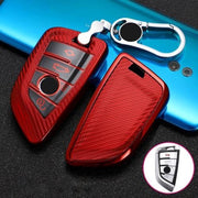 Voor BMW Blade 4-knops A-versie Auto TPU Sleutel Beschermhoes Sleutelhoes met sleutelring (rood)
